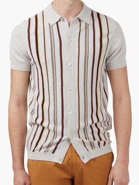 NWT Ben Sherman Stripe Cotton Polo Sweater